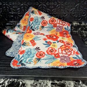 Pioneer Woman Flea Market Table Runner, Quilted Floral Reversible Table Runner